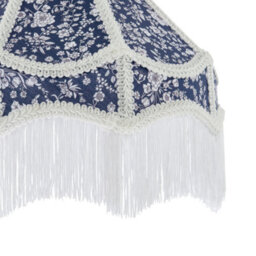 Happy Homewares Classic Victorian Empire Lampshade In Navy Blue Cotton With Tassels - thumbnail 4