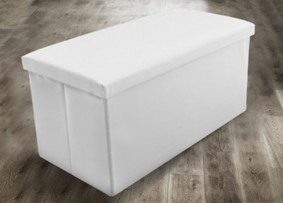Home Republic Faux Leather Storage Ottoman - Three Seater White - image 1