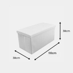 Home Republic Faux Leather Storage Ottoman - Three Seater White - thumbnail 2
