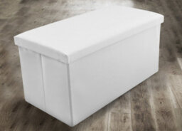 Home Republic Faux Leather Storage Ottoman - Three Seater White