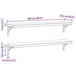 Berkfield Wall Shelves 2 Pcs 100X23.5 Cm Silver Stainless Steel - thumbnail 9