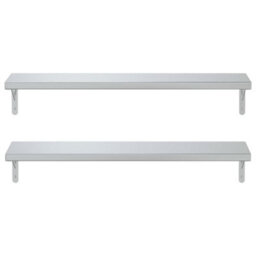 Berkfield Wall Shelves 2 Pcs 100X23.5 Cm Silver Stainless Steel - thumbnail 5