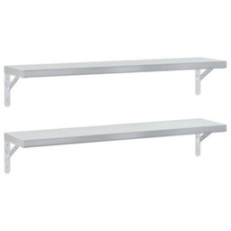 Berkfield Wall Shelves 2 Pcs 100X23.5 Cm Silver Stainless Steel - thumbnail 2