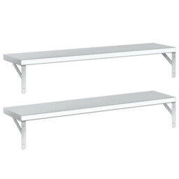 Berkfield Wall Shelves 2 Pcs 100X23.5 Cm Silver Stainless Steel - thumbnail 7