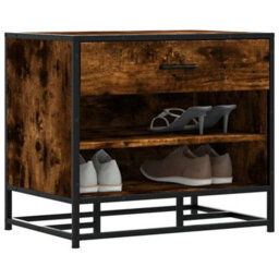 Walplus Shoe Bench Smoked Oak 60X40X53.5 Cm Engineered Wood And Metal - thumbnail 1