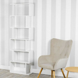 Urbn-Living Urbnliving Height 190.5Cm 6 Tier Wooden S-Shaped Bookcase Living Room Colour White Modern Display Shelves Storage Unit Divider - thumbnail 2