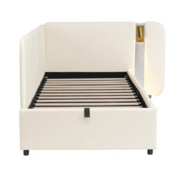 Single L-Shaped Upholstered Daybed With Storage, Hydraulic Lift, Usb And Reading Light - thumbnail 9