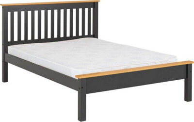 Seconique Monaco 4Ft6 Double Bed Low Foot End In Grey And Oak - image 1