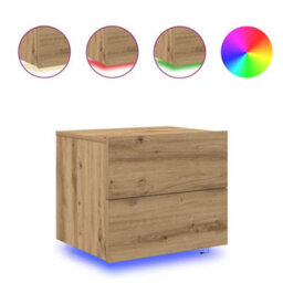 Berkfield Bedside Cabinet With Led Wall-Mounted Artisan Oak 50X39X41 Cm - thumbnail 4