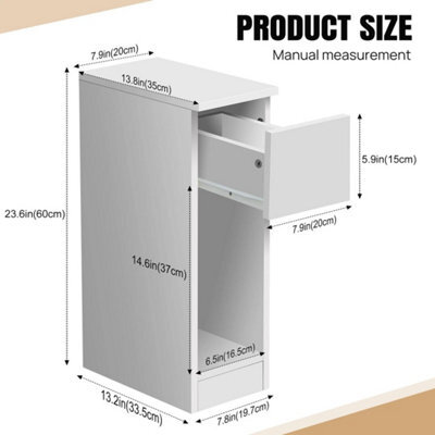 Type B Tall Slim Bedside Table With Shelf And Drawer Narrow Side Table Plant Stand Unit - image 1
