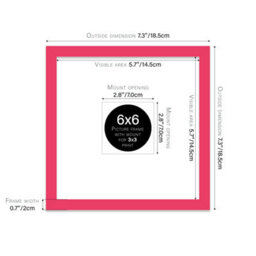 "6X6"" Bright Pink Picture Frame - 6X6"" Square Frame With 3X3"" Mount For 6X6""/3X3"" Pictures Art Deco Style Room Decor, 1 Pack" - thumbnail 2