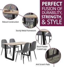 Hallowood Furniture Dudley 1.5M Dining Table Set With 4 Dark Grey Fabric Chairs - thumbnail 2