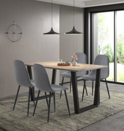 Hallowood Furniture Dudley 1.5M Dining Table Set With 4 Dark Grey Fabric Chairs - thumbnail 1