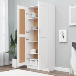 Vidaxl Book Cabinet White 82.5X30.5X185.5 Cm Engineered Wood Book Cabinets - thumbnail 3