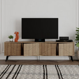 "Decortie Dune Modern Tv Unit Multimedia Centre With Storage Stylish Tv Cabinet 65"" Tvs Dark Oak Effect 180Cm" - thumbnail 4