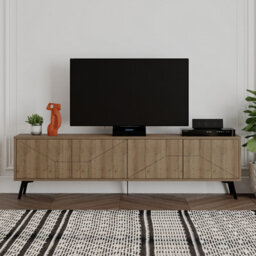 "Decortie Dune Modern Tv Unit Multimedia Centre With Storage Stylish Tv Cabinet 65"" Tvs Dark Oak Effect 180Cm" - thumbnail 3