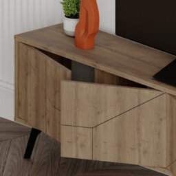 "Decortie Dune Modern Tv Unit Multimedia Centre With Storage Stylish Tv Cabinet 65"" Tvs Dark Oak Effect 180Cm" - thumbnail 5