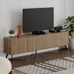 "Decortie Dune Modern Tv Unit Multimedia Centre With Storage Stylish Tv Cabinet 65"" Tvs Dark Oak Effect 180Cm"