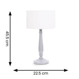 Valuelights Victoria Traditional Grey Wood Candlestick Table Lamp With White Drum Shade - thumbnail 6