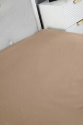Fitted Sheet Polycotton Plain Dyed Extra Deep 25Cm Bed Linen Tan - thumbnail 4