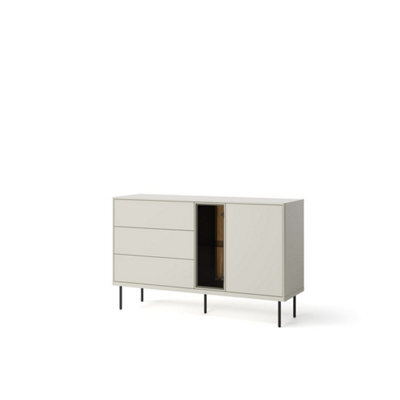 Arte Epiro 3 Elegant Cashmere & Dark Oak Display Sideboard Cabinet - Versatile Storage Solution - W134Cm X H83Cm X D41Cm - image 1