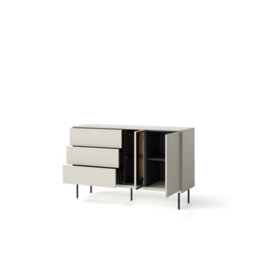 Arte Epiro 3 Elegant Cashmere & Dark Oak Display Sideboard Cabinet - Versatile Storage Solution - W134Cm X H83Cm X D41Cm - thumbnail 2