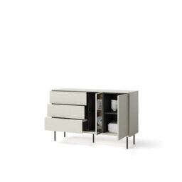 Arte Epiro 3 Elegant Cashmere & Dark Oak Display Sideboard Cabinet - Versatile Storage Solution - W134Cm X H83Cm X D41Cm - thumbnail 3