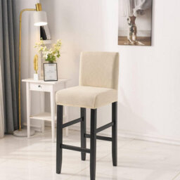 Stretchable Bar Stool Chair Covers, Low Back Set Of 1, Beige - thumbnail 3