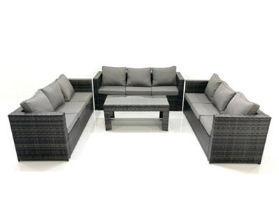 Fimous Outdoor Garden Furniture Set 9 Seater Rattan Sofa Set With Coffee Table Dark Grey Mixed - image 1