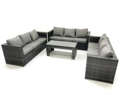 Fimous Outdoor Garden Furniture Set 9 Seater Rattan Sofa Set With Coffee Table Dark Grey Mixed - thumbnail 2