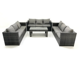 Fimous Outdoor Garden Furniture Set 9 Seater Rattan Sofa Set With Coffee Table Dark Grey Mixed - thumbnail 1