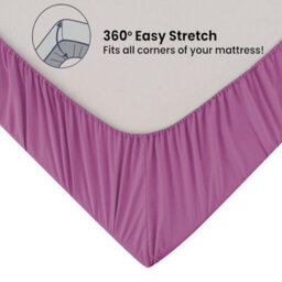 "Ameha Fitted Sheet-40Cm Extra Deep Pocket Elastic Corners Soft Microfiber Fitted Sheet 16"" (Purple, Super King 180X200Cm)" - thumbnail 5