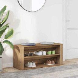 Berkfield Elegant Shoe Bench Artisan Oak 100X35X45 Cm Engineered Wood - thumbnail 3