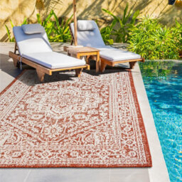 Homeart Outdoor Indoor Rug, Easy Clean, Uv Weather Resistant Rug For Patio, Gardenmedallion Terra, Cream,80X150Cm - thumbnail 2