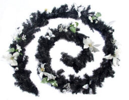 Best Artificial 12Ft Black & Silver Decorated Christmas Garland Banister Fireplace Staircase