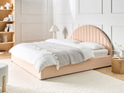 Beliani Ottoman Bed Boucle Chadenet 180 X 200 Cm (Eu Super King) Peach Pink - thumbnail 2