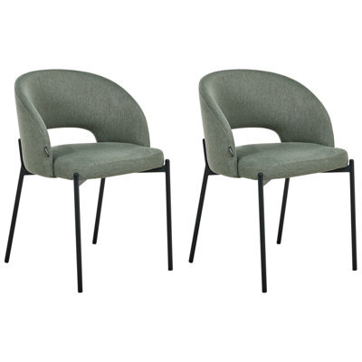 Beliani Set Of 2 Dining Chairs Penny Fabric Dark Green - image 1