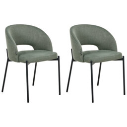 Beliani Set Of 2 Dining Chairs Penny Fabric Dark Green - thumbnail 1