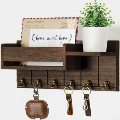 Wall Mounted Key Holder Hooks Keyrings Organiser Rack Shelf Letter Mail Hanger - image 1
