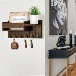 Wall Mounted Key Holder Hooks Keyrings Organiser Rack Shelf Letter Mail Hanger - thumbnail 4