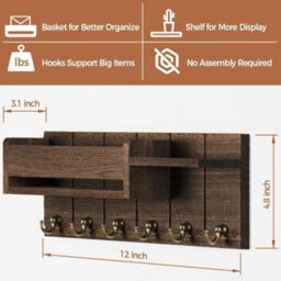 Wall Mounted Key Holder Hooks Keyrings Organiser Rack Shelf Letter Mail Hanger - thumbnail 2