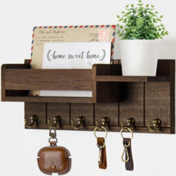 Wall Mounted Key Holder Hooks Keyrings Organiser Rack Shelf Letter Mail Hanger - thumbnail 6