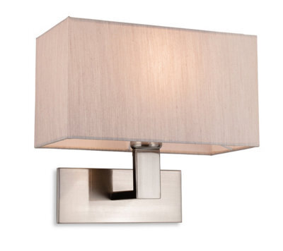 Luminosa Lighting Luminosa Raffles Wall Lamp Brushed Steel With Rectangle Oyster Shade