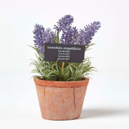 Homescapes Artificial Purple Handcrafted Lavender Plant In Decorative Pot, 20 X 12 Cm