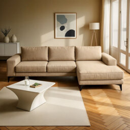 Abakus Direct Venice Corner Sofa In Beige Right Facing With Deep Seats And Extra-Wide Padded Arms - thumbnail 5