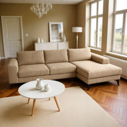 Abakus Direct Venice Corner Sofa In Beige Right Facing With Deep Seats And Extra-Wide Padded Arms - thumbnail 6