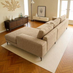 Abakus Direct Venice Corner Sofa In Beige Right Facing With Deep Seats And Extra-Wide Padded Arms - thumbnail 2