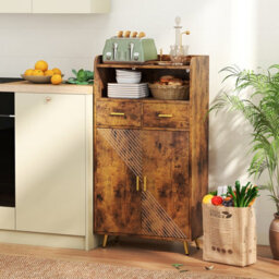 Gainoom Kitchen Brown Storage Cabinet 113 Cm Pantry Cabinet Modern Sideboard Cupboard - thumbnail 4