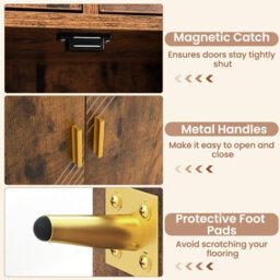 Gainoom Kitchen Brown Storage Cabinet 113 Cm Pantry Cabinet Modern Sideboard Cupboard - thumbnail 6