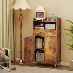 Gainoom Kitchen Brown Storage Cabinet 113 Cm Pantry Cabinet Modern Sideboard Cupboard - thumbnail 3